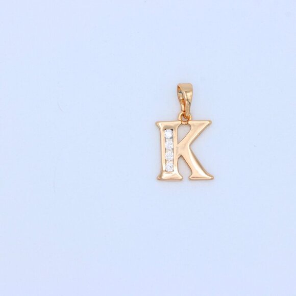 "Rose Gold Letter K Pendant with Crystals – 18K Gold Plated Charm, XPPT1360 - Picture 11 of 13